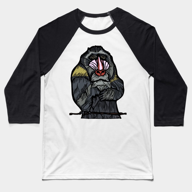 Painted Mandrill (transparent) Baseball T-Shirt by JSnipe